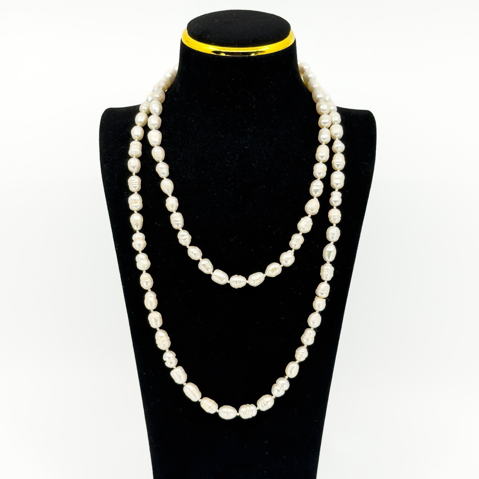 Extra Long Chunky Freshwater White Pearl 42" Necklace