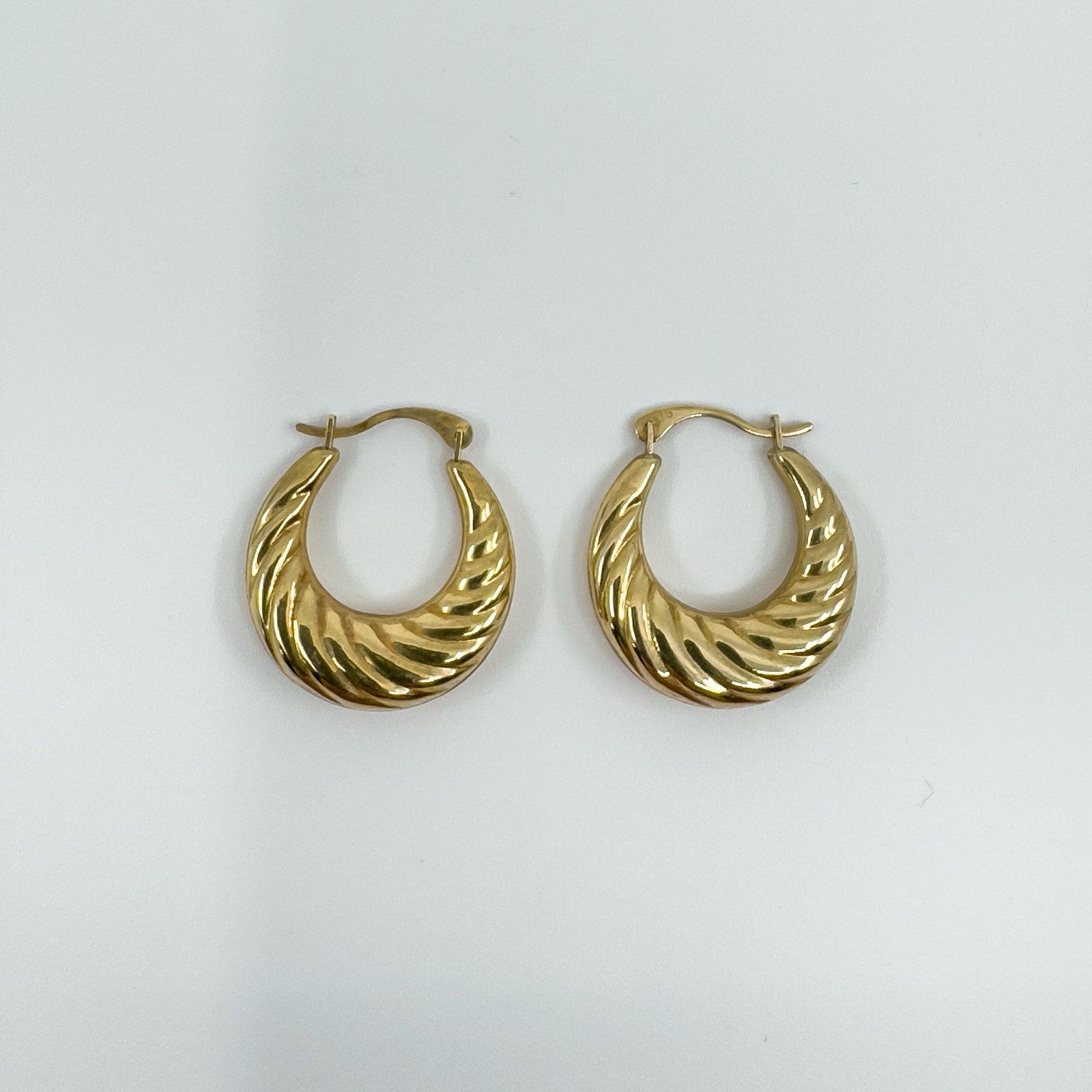 Vintage 9ct Gold Small Chunky Twisted Hoop Earrings