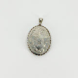 Vintage Sterling Silver & Yellow Gold Oval Foliate Engraved Floral Locket 925