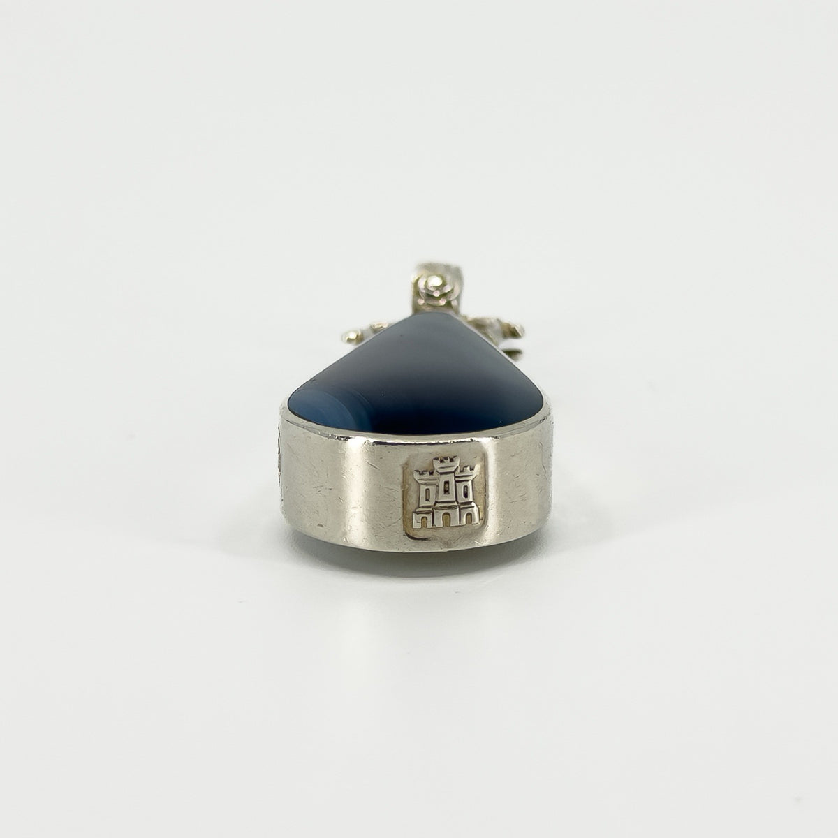Chunky Vintage Double Sided Blue Agate & MOP Pendant 925 by David Scott Walker