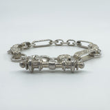Vintage Sterling Silver Fancy Link Engraved T-Bar & Dog Clip 8” Bracelet 925 23g