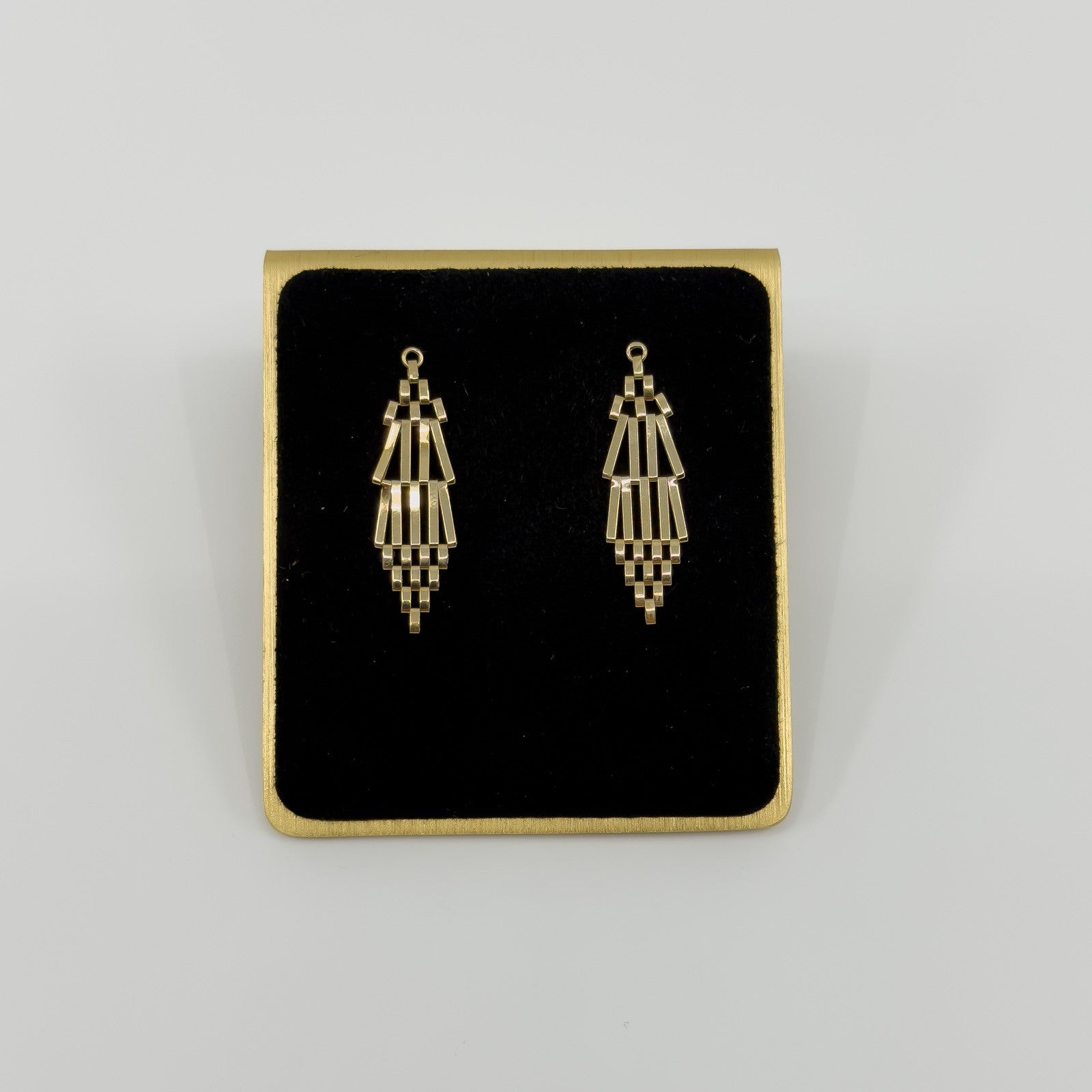 Large Vintage 9ct Gold 4 Bar Gate Drop Earrings 375