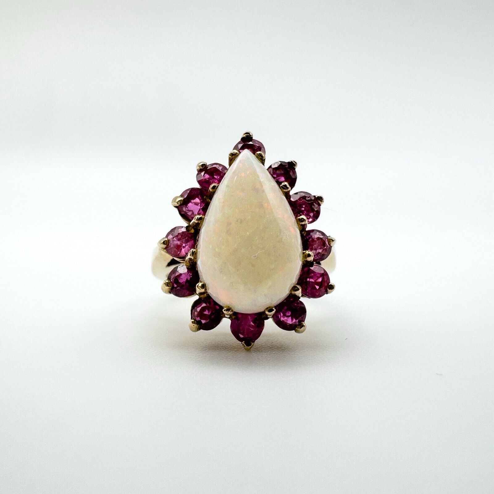 Huge Vintage 9ct Gold Opal & Ruby Ring ( approximately 3ct Total Gems )