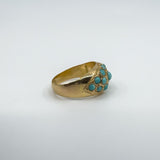 Antique 14ct Rose Gold Turquoise Bombe Ring Size M