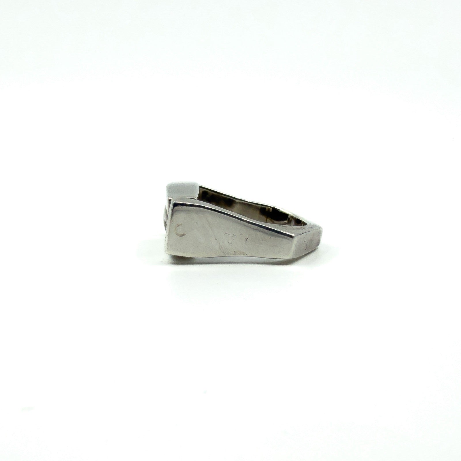 Chunky Sterling Silver Reversible Black Onyx & MOP Guess Ring Size L - M 925