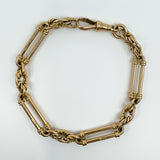 Antique 9ct Rose Gold Fancy Trombone & Fetter Links Bracelet & Dog Clip 375 18g