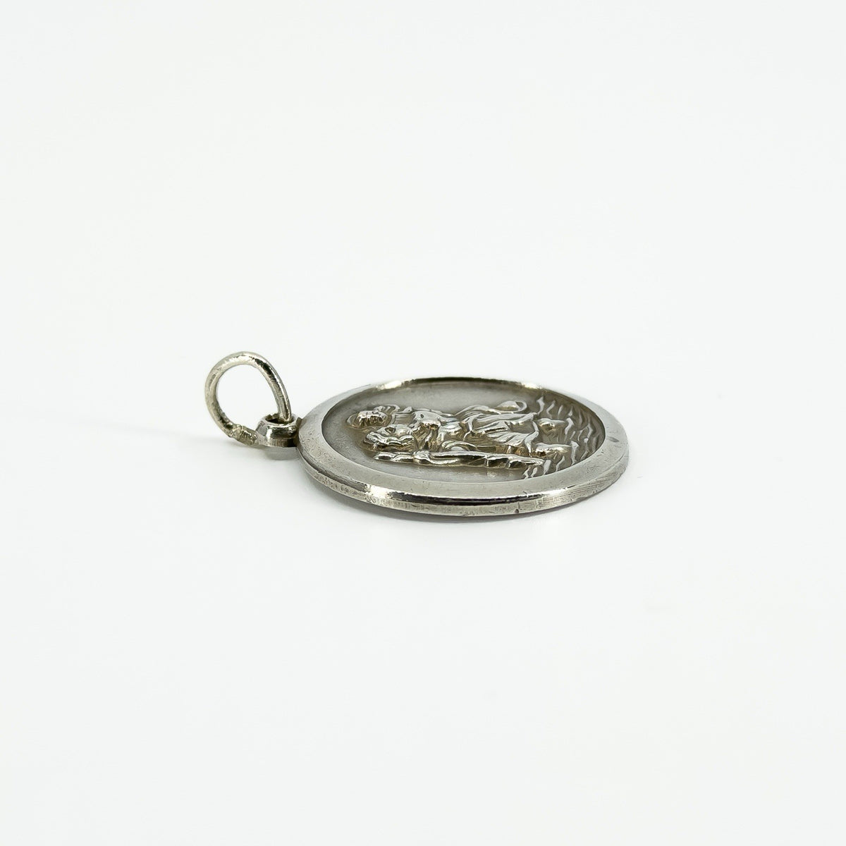 Large Vintage 1969 Sterling Silver St. Christopher Pendant 925 by Georg Jensen