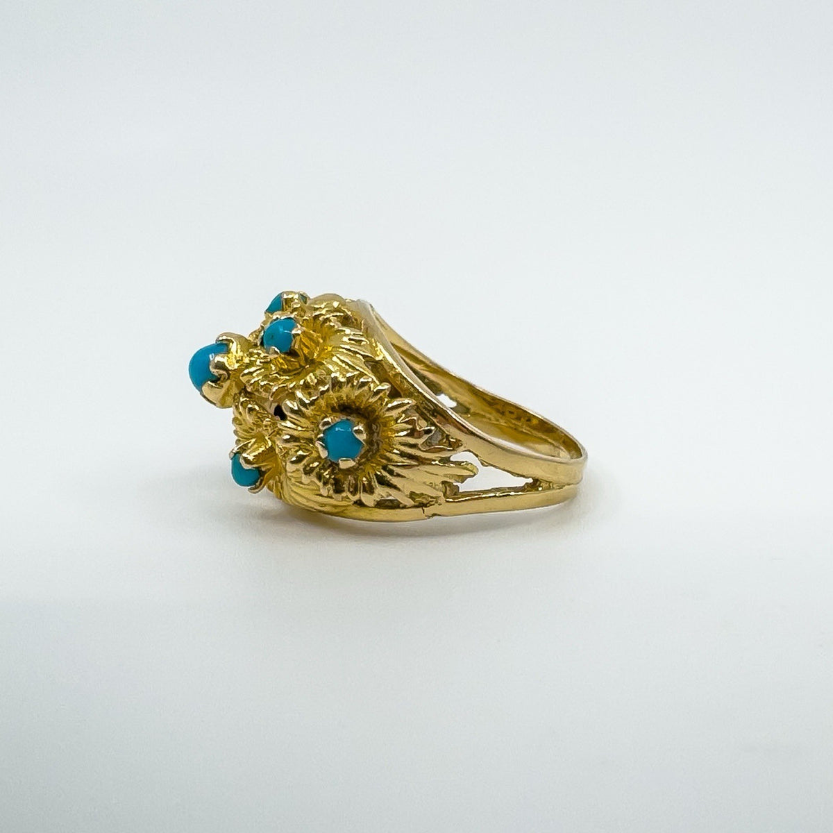 Vintage 14ct Gold Turquoise Ring Size J