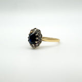 Vintage 9ct Gold Sapphire & Diamond Engagement Stacking Ring Size I - J