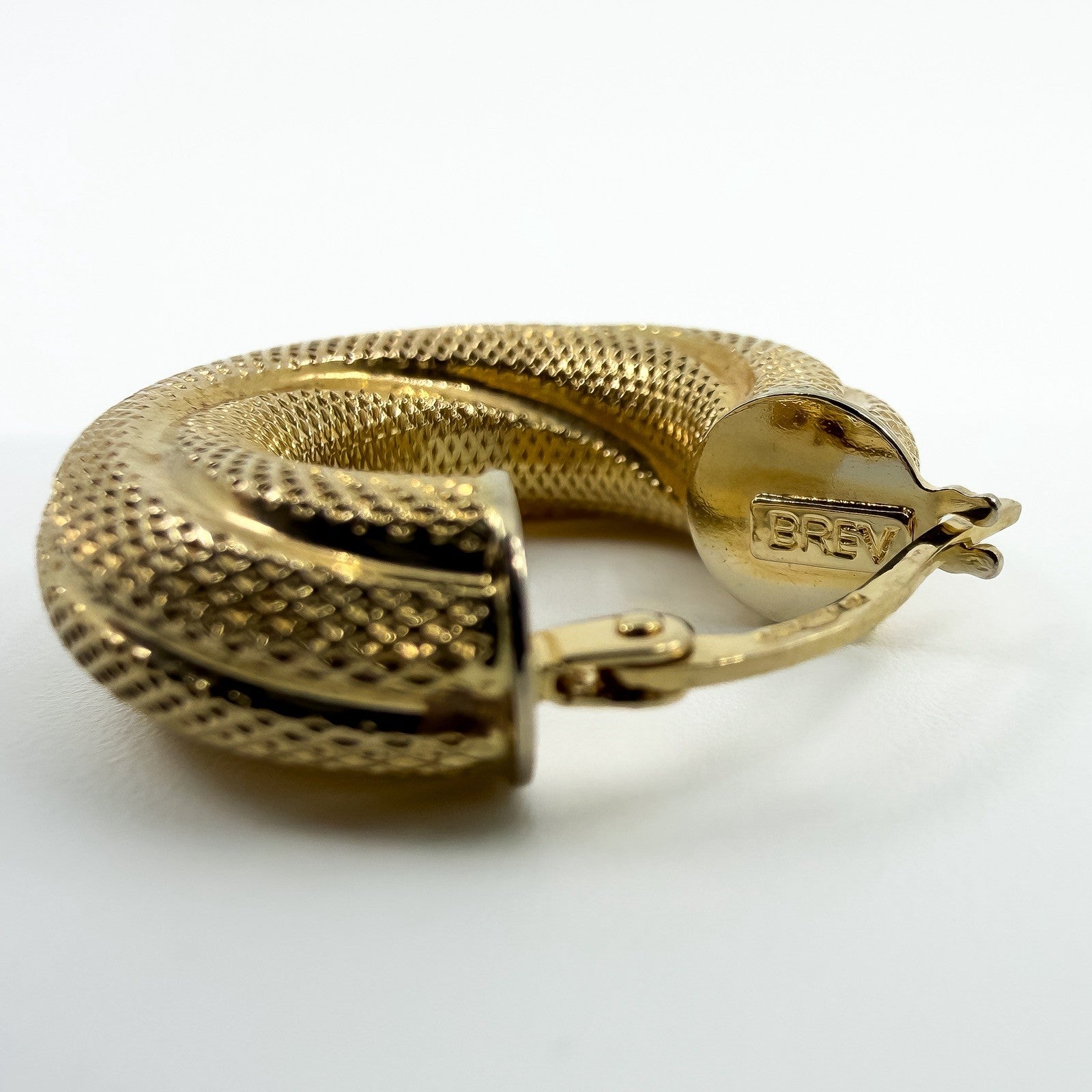 Vintage Chunky Twisted 9ct Gold Mesh Hoop Earrings 375