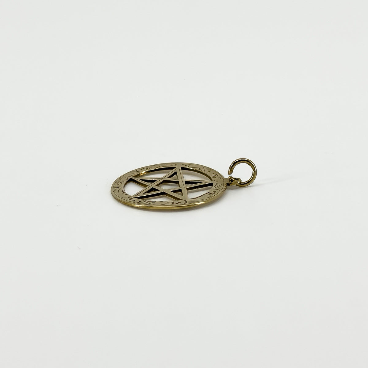 Vintage 9ct Rose Gold Engraved Pentagram / Pentacle Pendant 375 (Birm 1973)