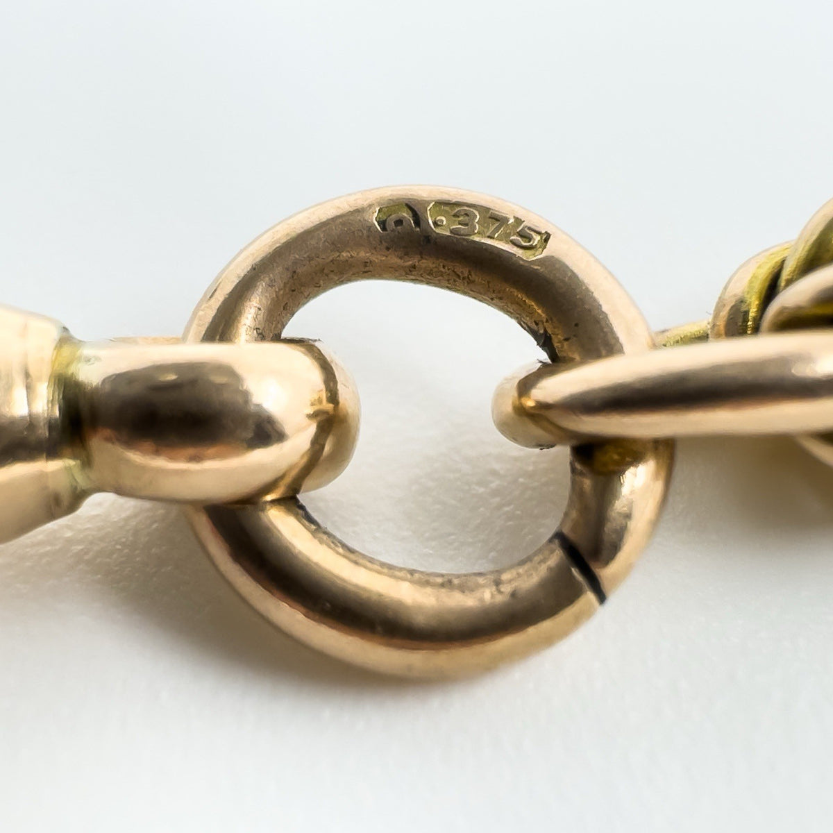Antique 9ct Rose Gold Fancy Trombone & Fetter Links Bracelet & Dog Clip 375 18g