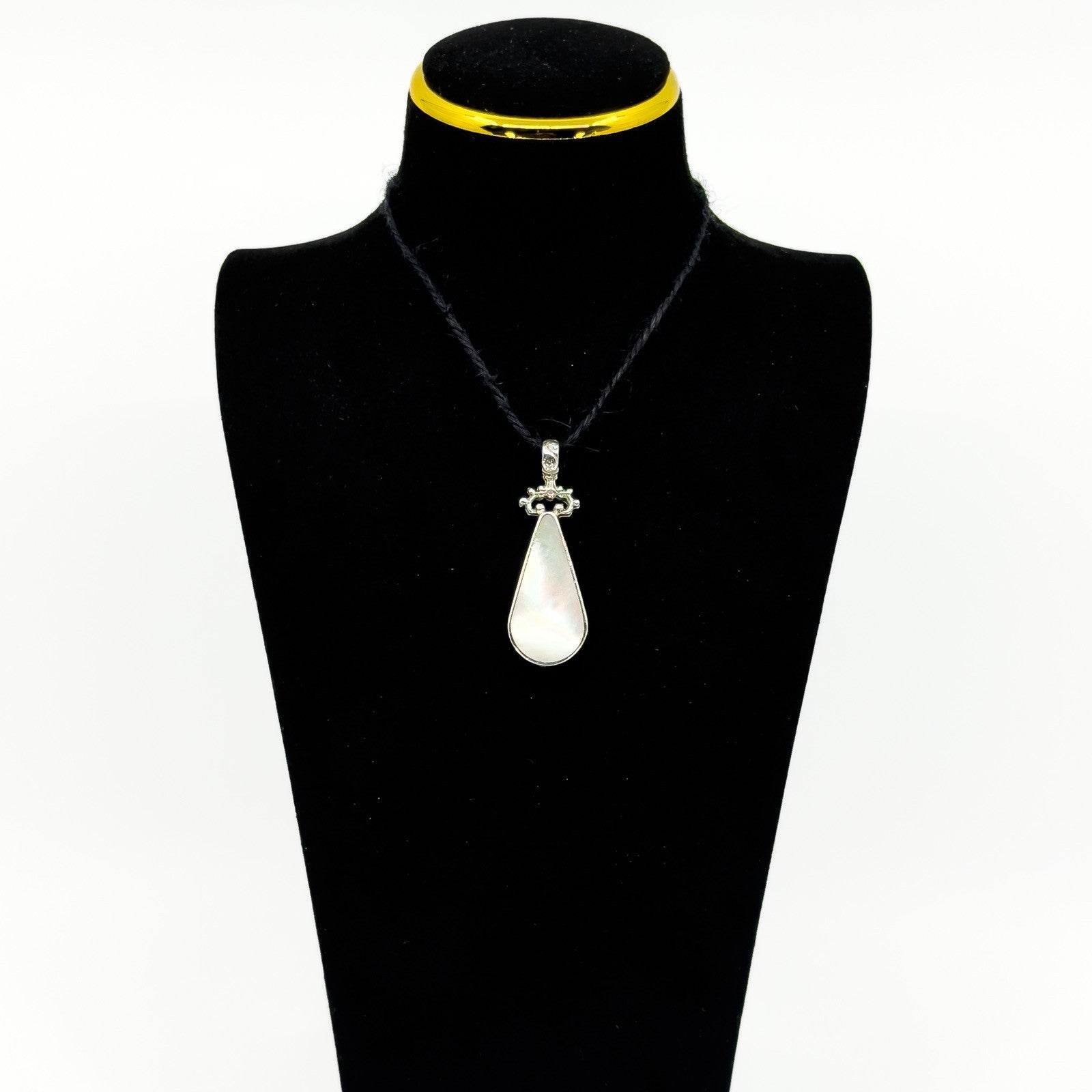 Chunky Vintage Double Sided Blue Agate & MOP Pendant 925 by David Scott Walker