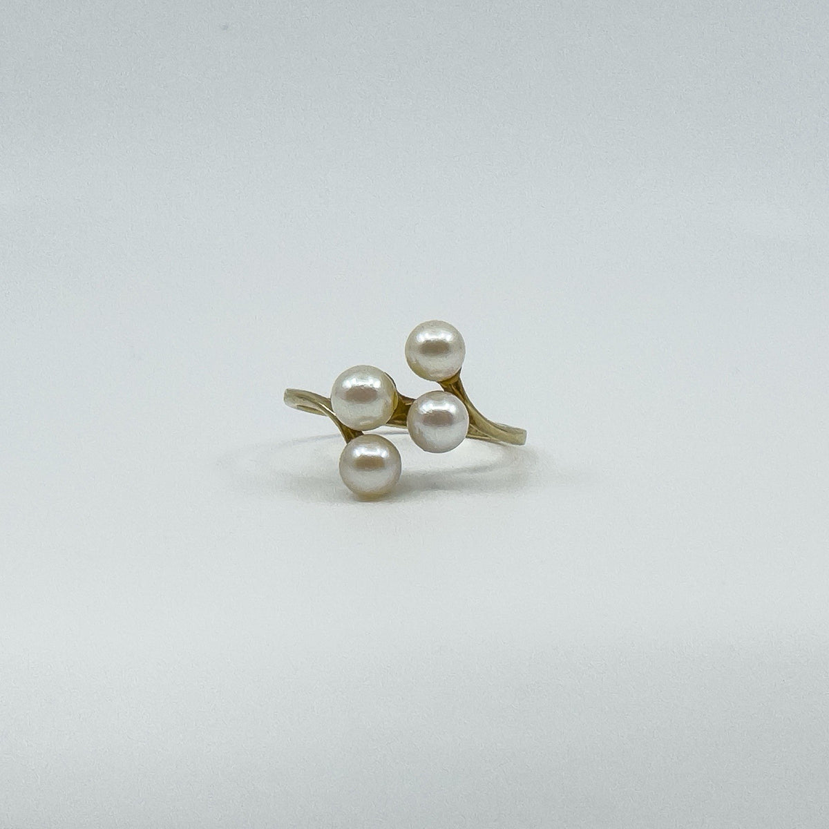 Vintage 9ct Gold 4x Pearl Ring 375 Size P