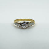 Vintage 18ct Gold & Platinum 0.20ct Diamond Solitaire Ring 750 Size N