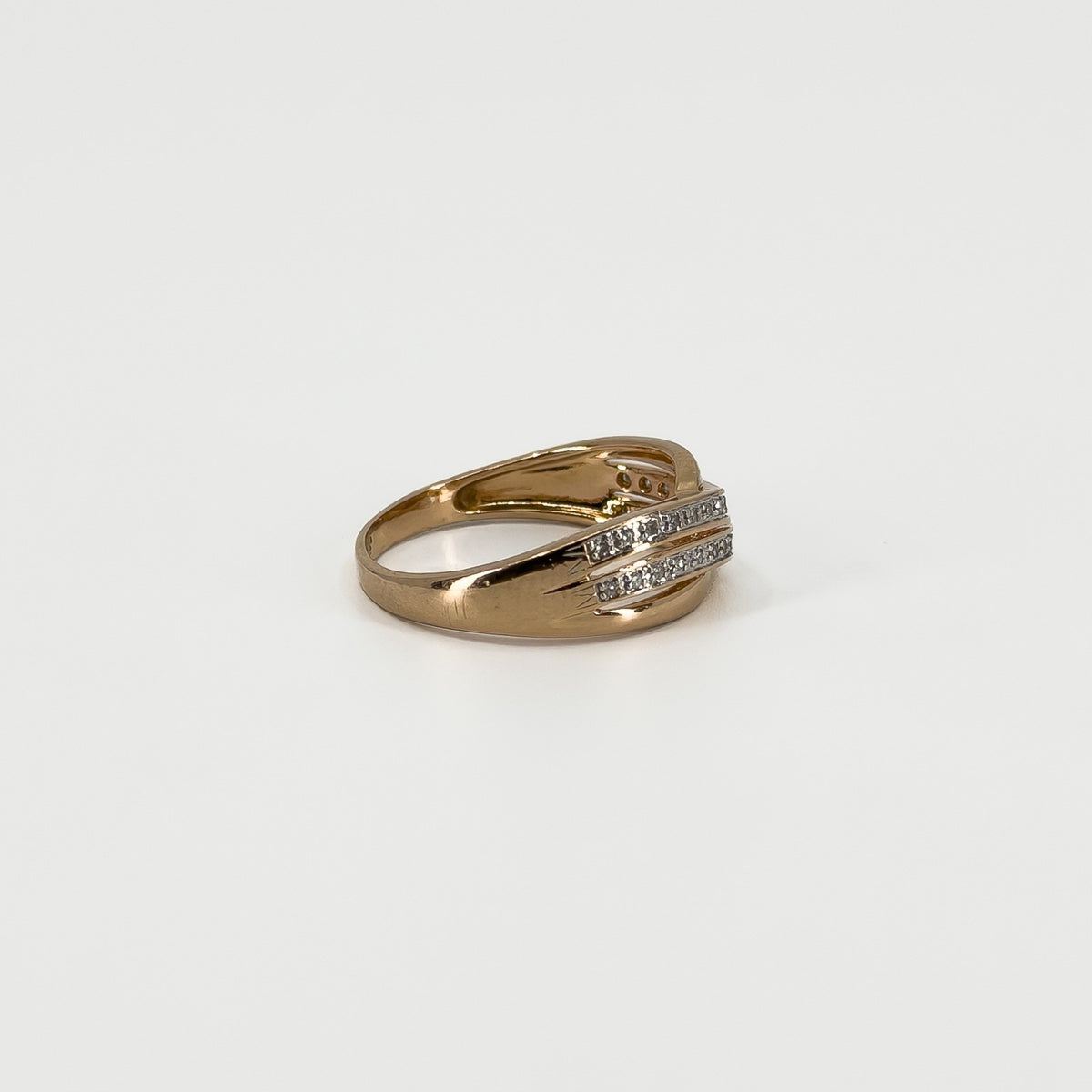 9ct - 10ct Rose Gold Diamond Band / Ring 375 Size P
