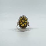 Huge Chunky Sterling Silver 4.50ct Citrine & Marcasite Cocktail Ring Size O - P