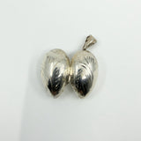Chunky Vintage Sterling Silver Oval Foliate Engraved Photo Locket 925 (1996)