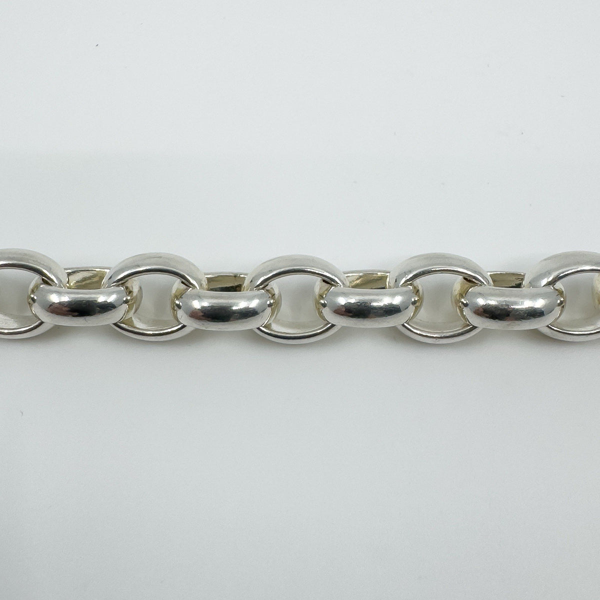 Sterling Silver Chunky Oval Belcher Chain 9.5” Bracelet Unisex 50g