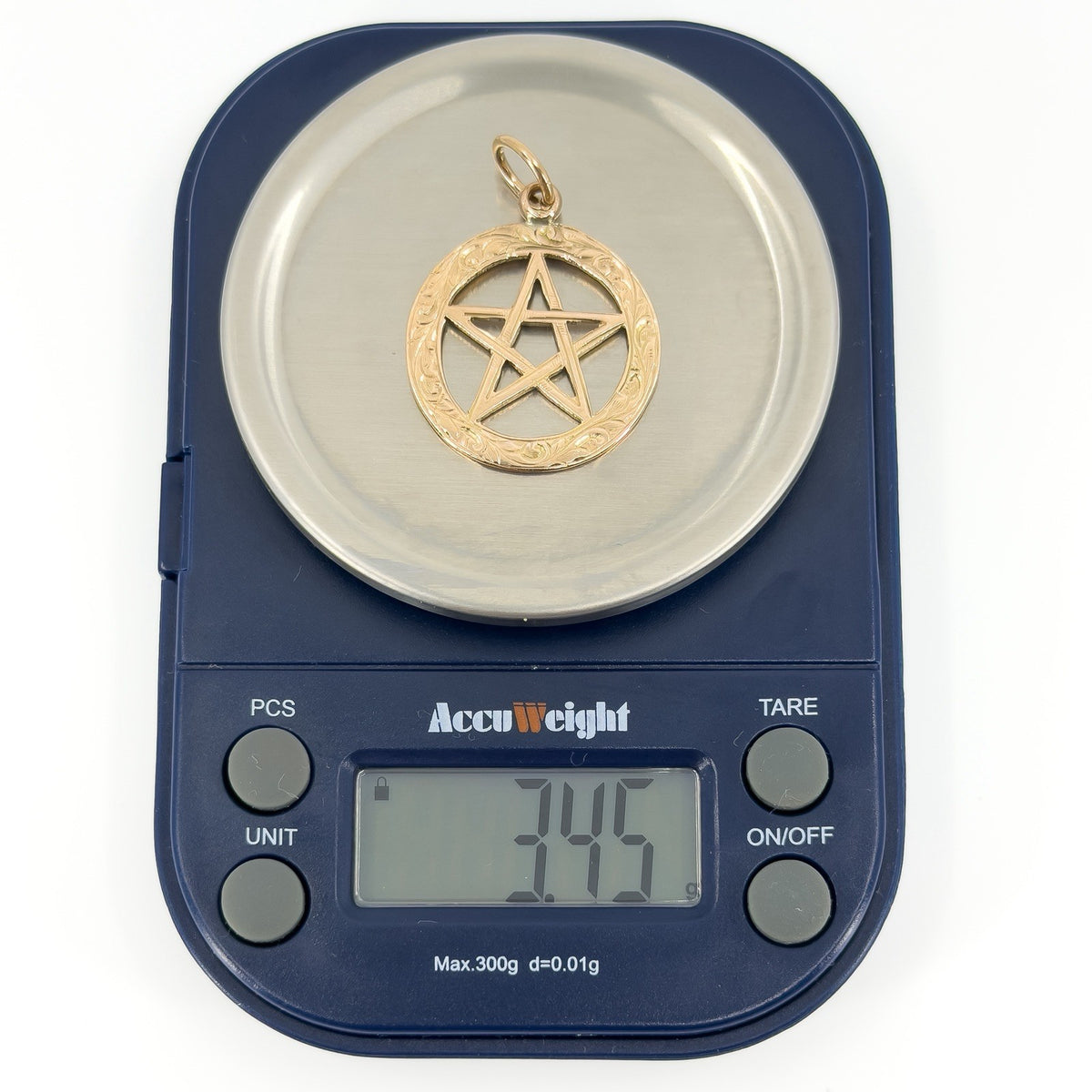 Antique 9ct Rose Gold Engraved Star of David Pendant 375 (Birm 1921)