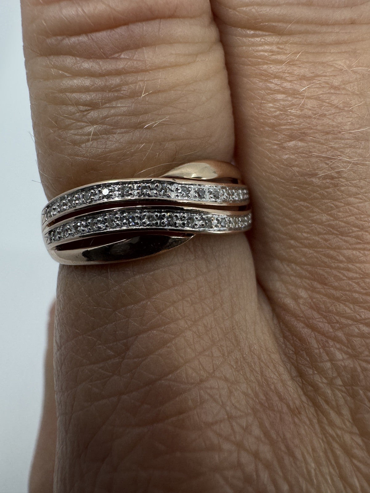 9ct - 10ct Rose Gold Diamond Band / Ring 375 Size P