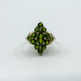 9ct Yellow Gold Green Tourmaline Cluster Ring 375 Size K