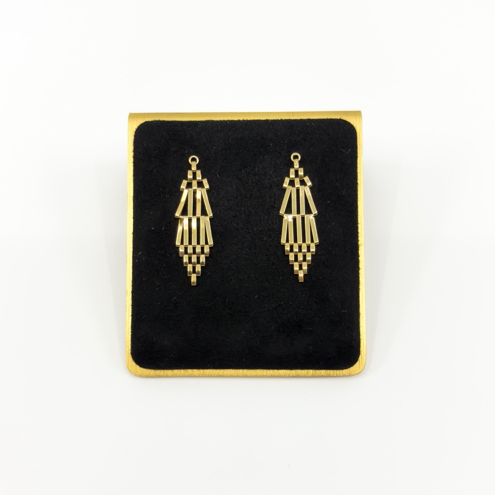 Large Vintage 9ct Gold 4 Bar Gate Drop Earrings 375