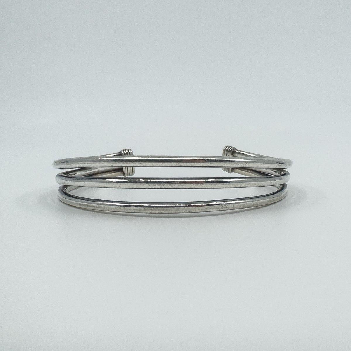 Vintage Sterling Silver Chunky Oval Trilogy Torque Bangle / Bracelet 925 29g