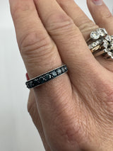 Sterling Silver 1ct Blue Diamond Half Eternity Band / Ring 925 Size R