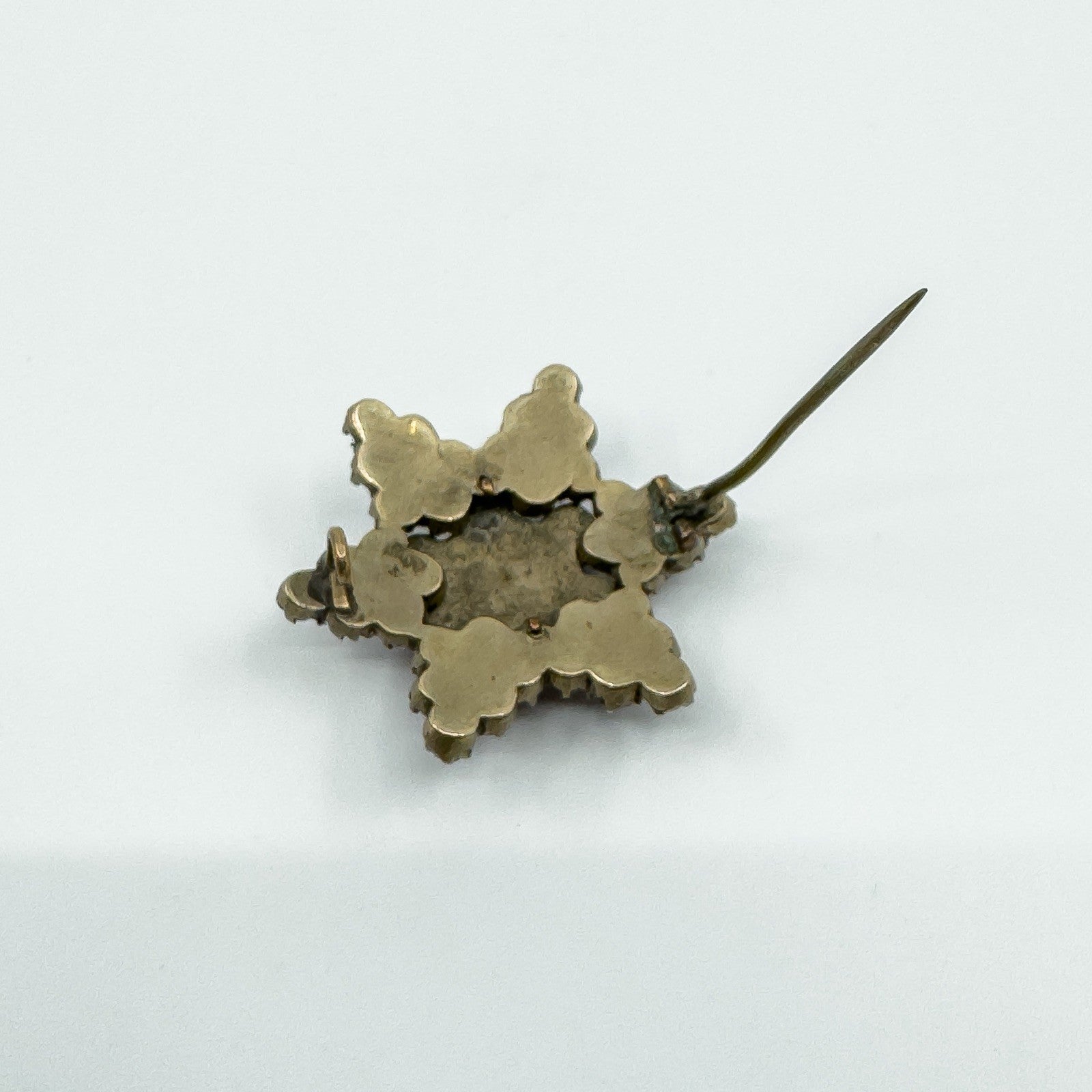 Antique Silver Gilt Bohemian Rose Cut Garnet Star Brooch
