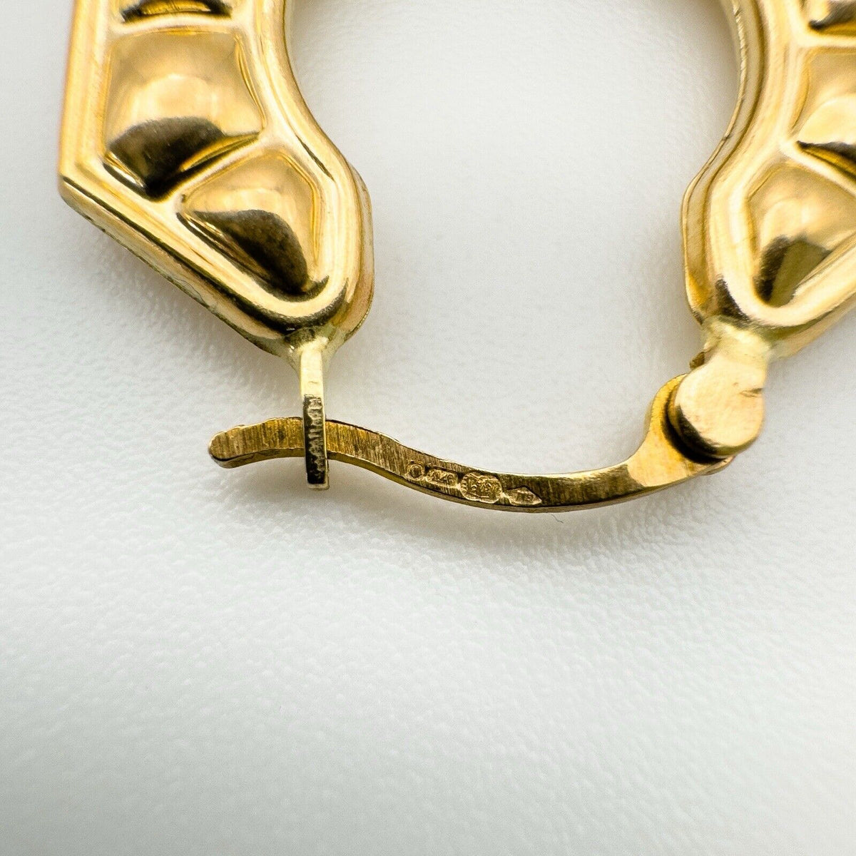 New & Unworn 9ct Gold Vintage Creole Hexagonal Chunky Hoop Earrings