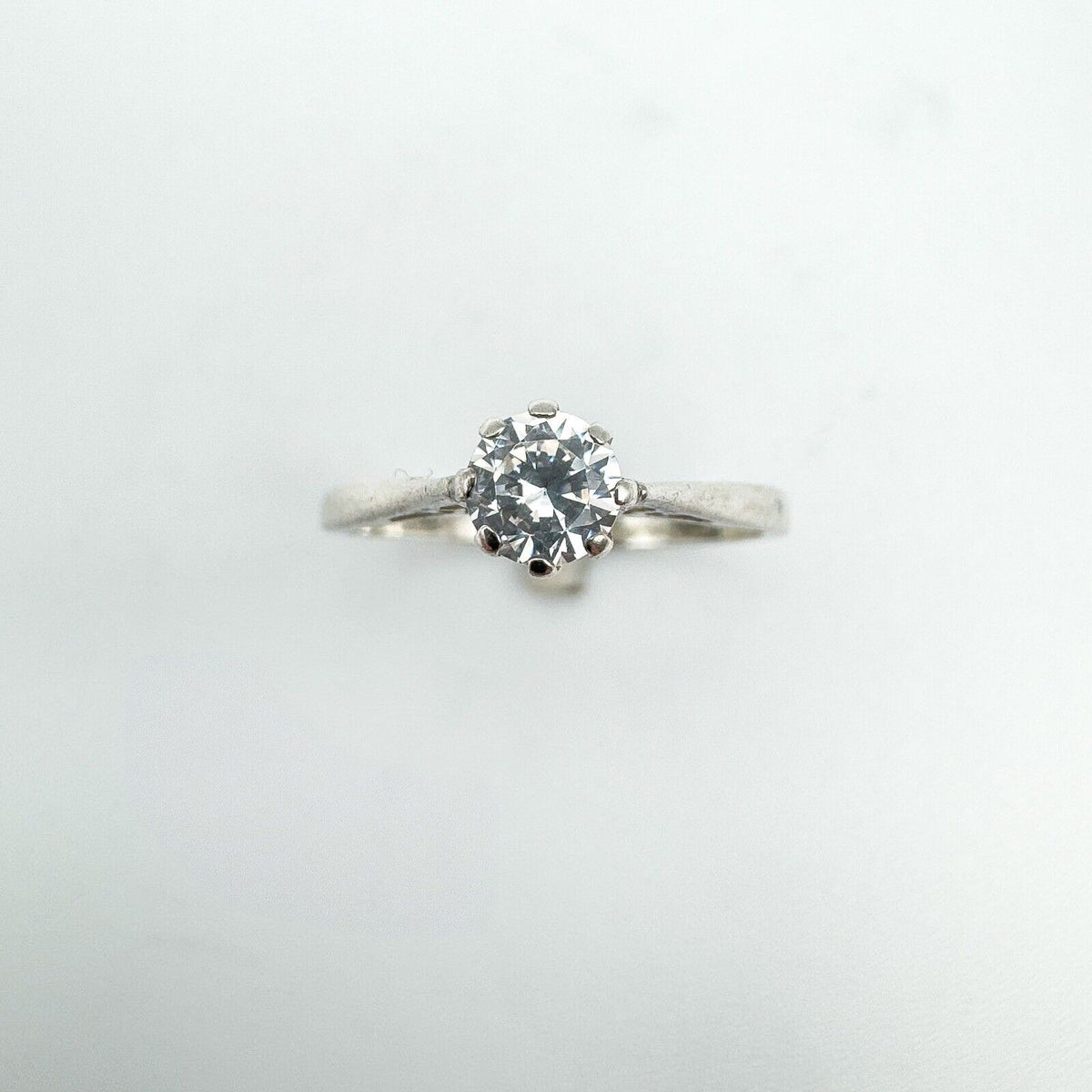 Vintage 0.25ct CZ Solitaire Ring in Sterling Silver Size L - M