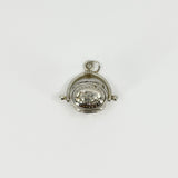 Unusal Vintage Sterling Silver Spinning 3x Sided Photo Locket Fob / Pendant 925