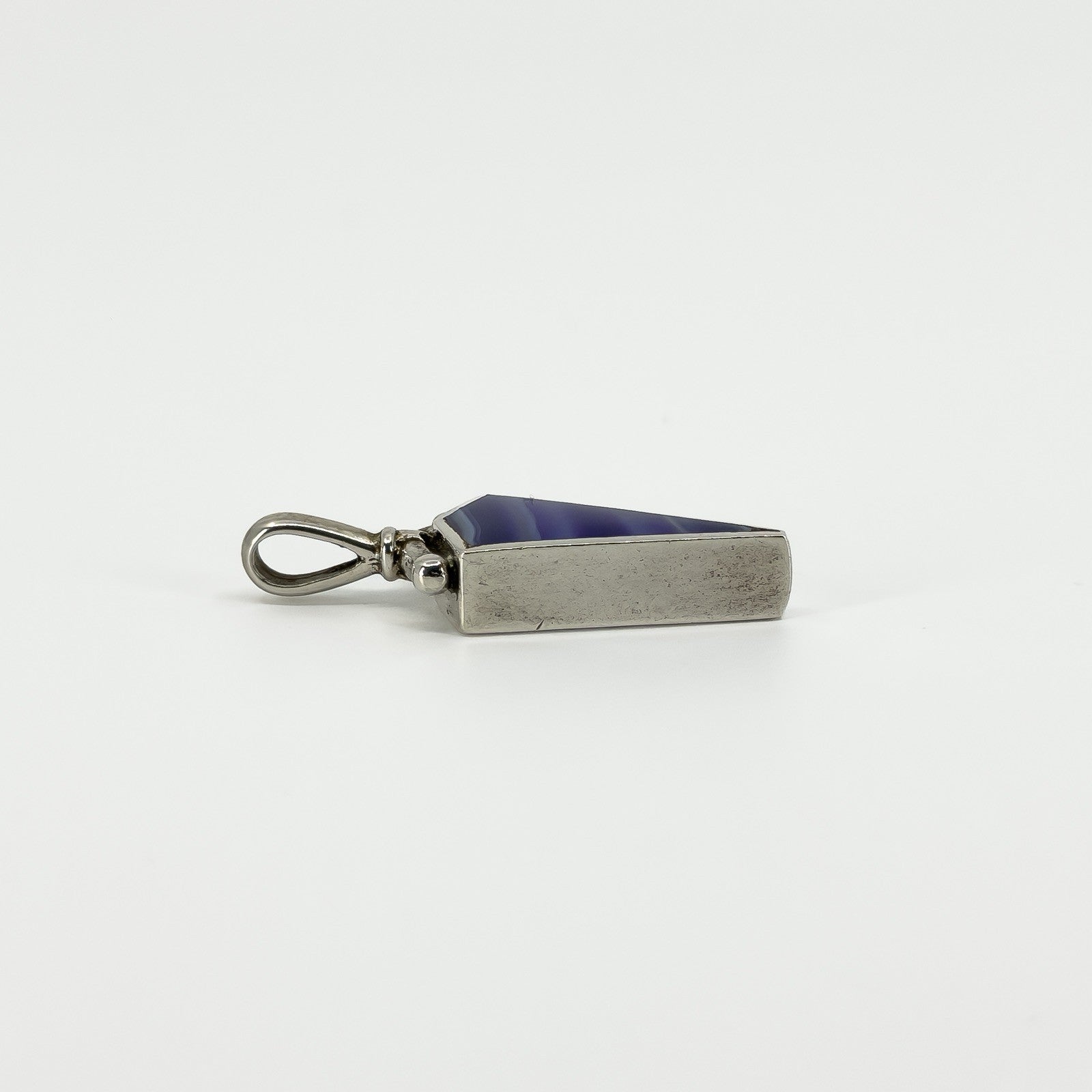 Chunky Vintage Double Sided Blue Agate & MOP Fob Pendant 925 by DSW