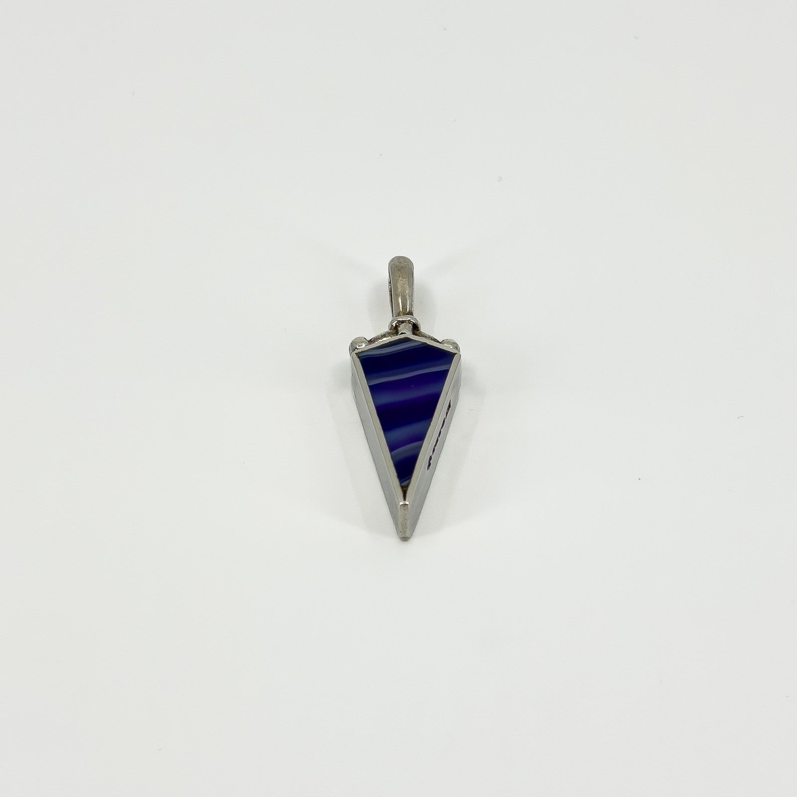 Chunky Vintage Double Sided Blue Agate & MOP Fob Pendant 925 by DSW