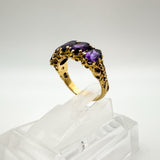 Vintage 9ct Gold 0.50ct Amethyst Half Hoop Band Ring Size L - M 3.7g 1972