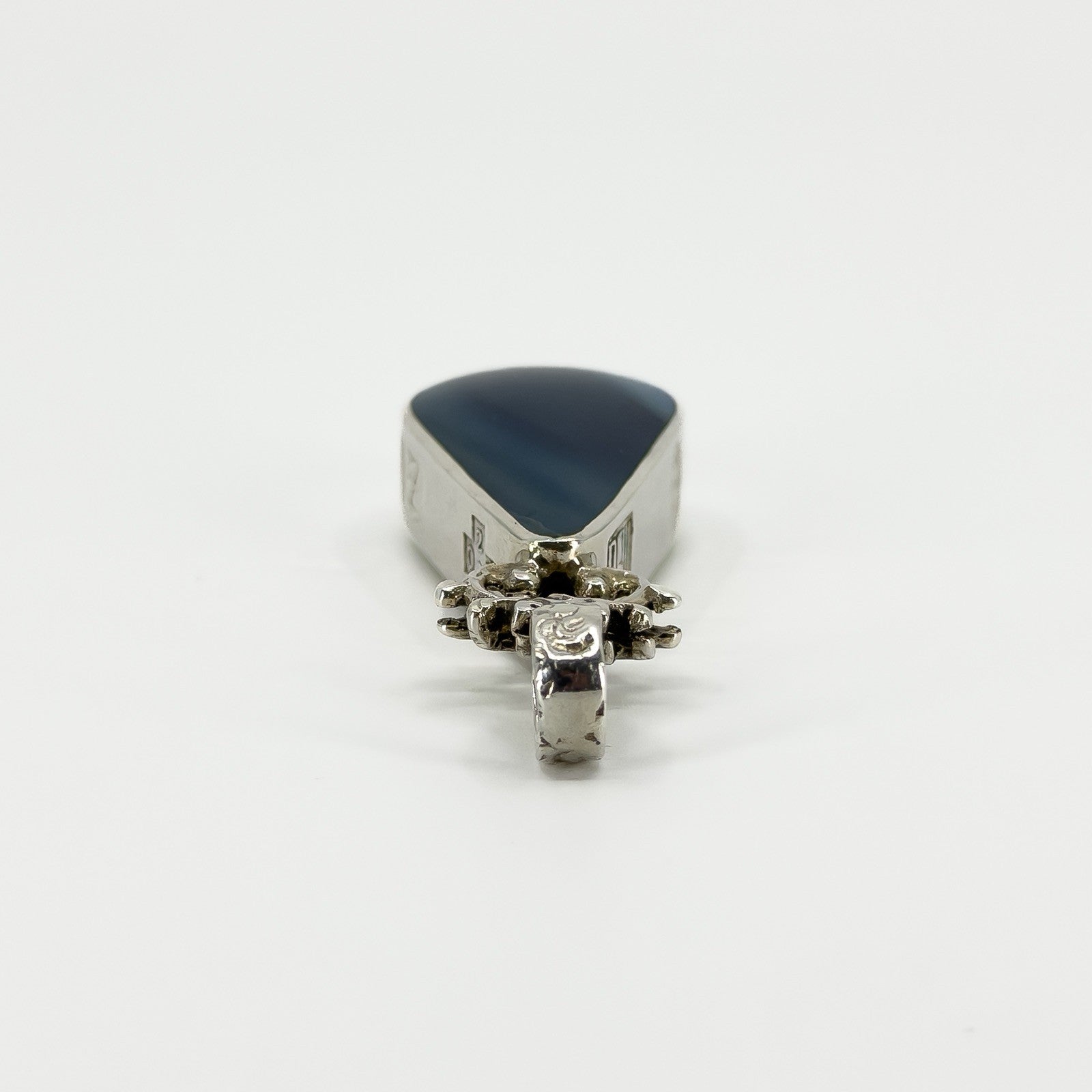 Chunky Vintage Double Sided Blue Agate & MOP Pendant 925 by David Scott Walker