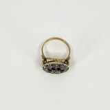 Antique Edwardian 14ct Gold Rose Cut Diamond & Sapphire Bombe Ring 585 Size O P
