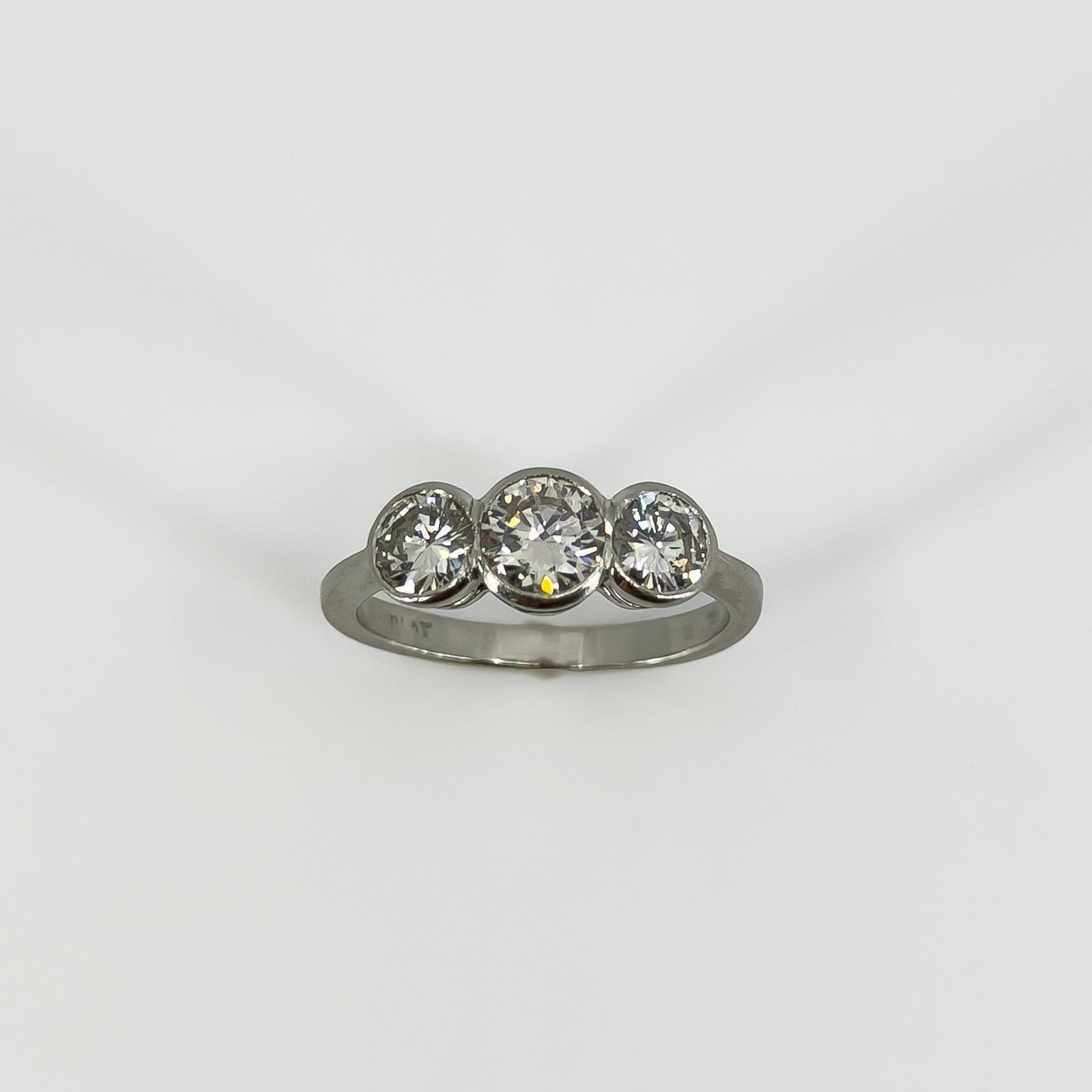 Vintage Platinum 1.60ct Diamond Trilogy Ring 950 Size L