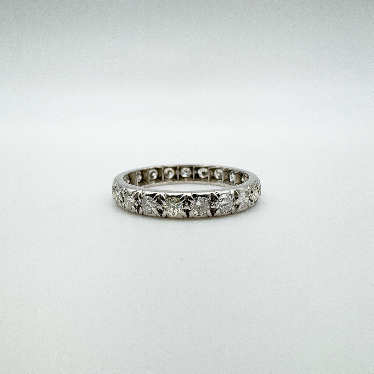 Vintage 1ct Platinum Diamond Full Eternity Band Wedding Stacking Ring Size M - N