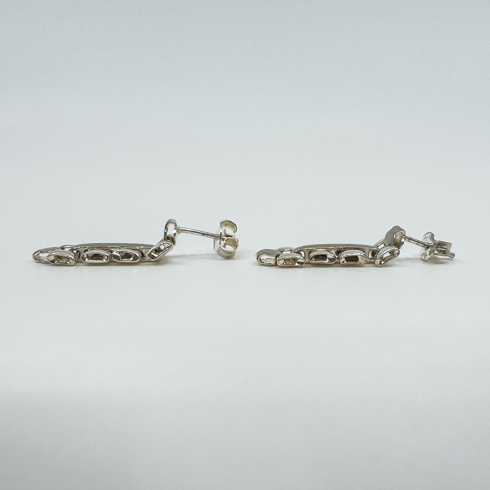 Sterling Silver Bracelet Style Link Drop Articulated Earrings 925