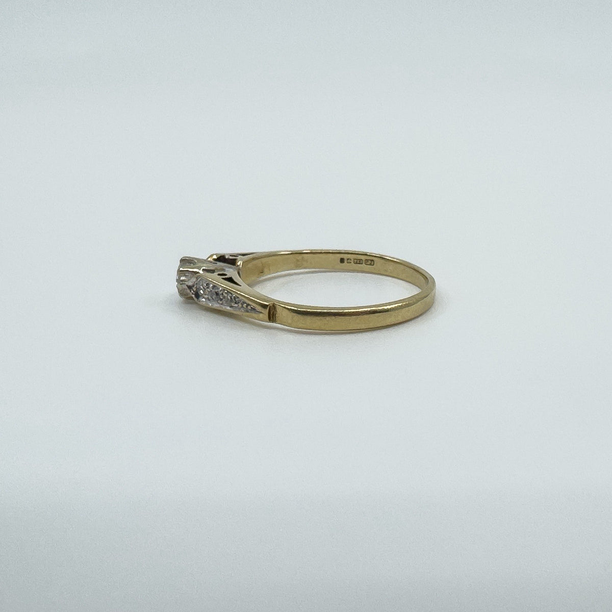 Vintage 9ct Gold 0.20ct Diamond Solitaire Ring 375 Size M Engagement 1989