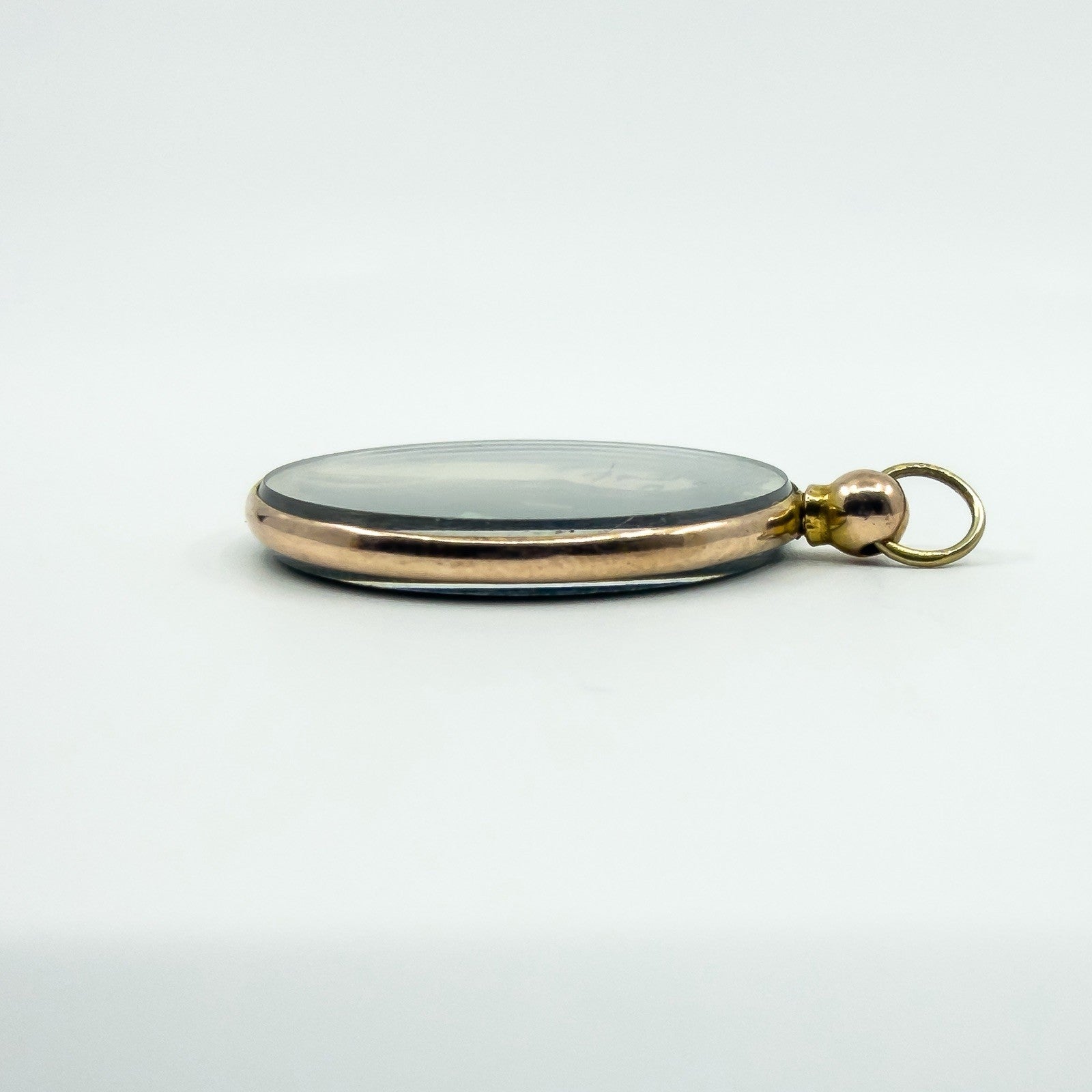 Large Antique 9ct Rose Gold Double Sided Glass Photo Locket 375 (Birm 1912)