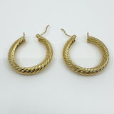 Large Vintage Chunky Twisted 9ct Gold Hoop Earrings 1991