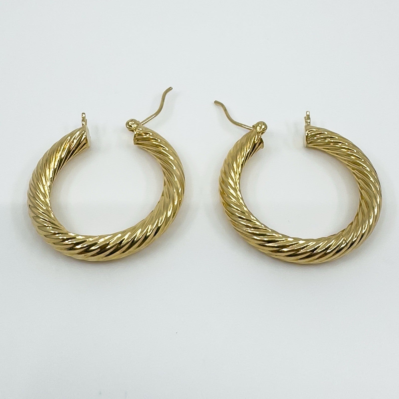 Large Vintage Chunky Twisted 9ct Gold Hoop Earrings 1991