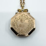 Vintage 9ct Rose Gold Swallow Engraved Photo Locket & 19" Chain / Necklace 375