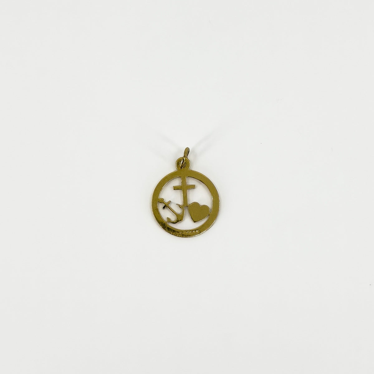 Vintage 9ct Gold Faith Hope Charity Pendant / Charm 375 by Georg Jensen