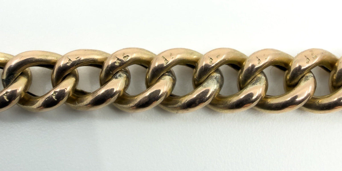 Antique 9ct Rose Gold 17.” Albert Chain Necklace Double Dog Clip T-Bar Charm 375