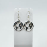 New World Map Earrings on Shepherd Hooks in Sterling Silver 925