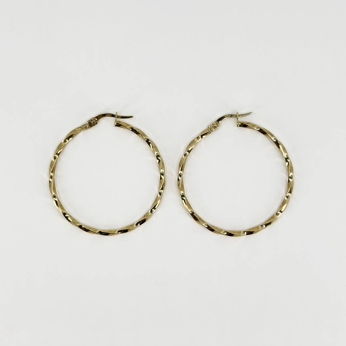 Large Vintage 9ct Gold Twisted Hoop Earrings 375